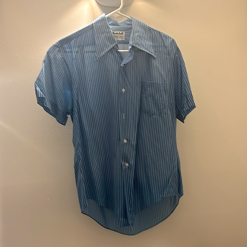 Vintage striped, short-sleeve dress shirt.